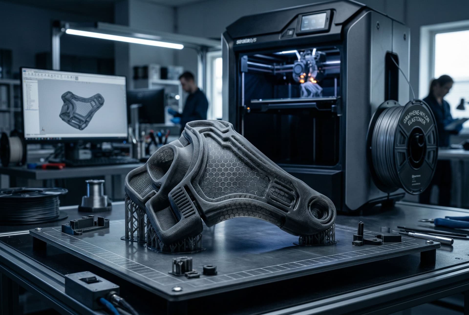 Graphene in Nylon Elastomer for 3D Printing: Flexible Parts with More Function